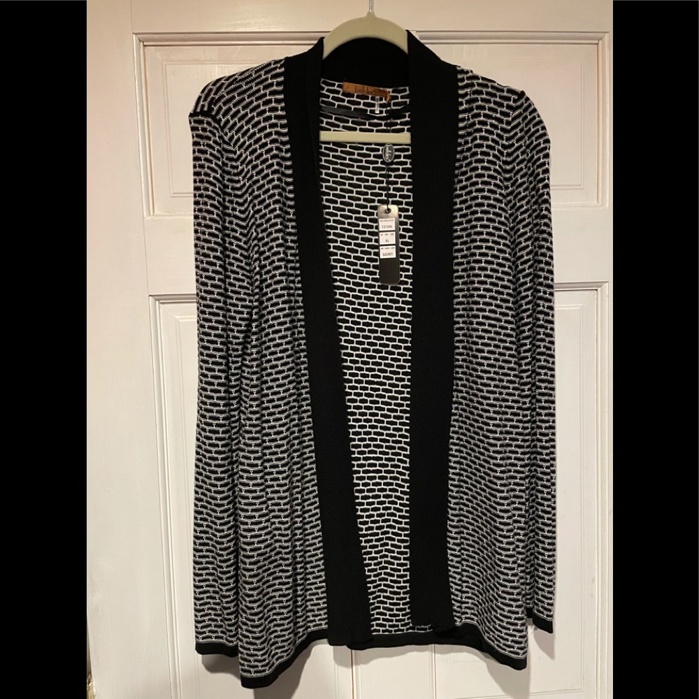 NWT Belldini open cardigan black white size XL